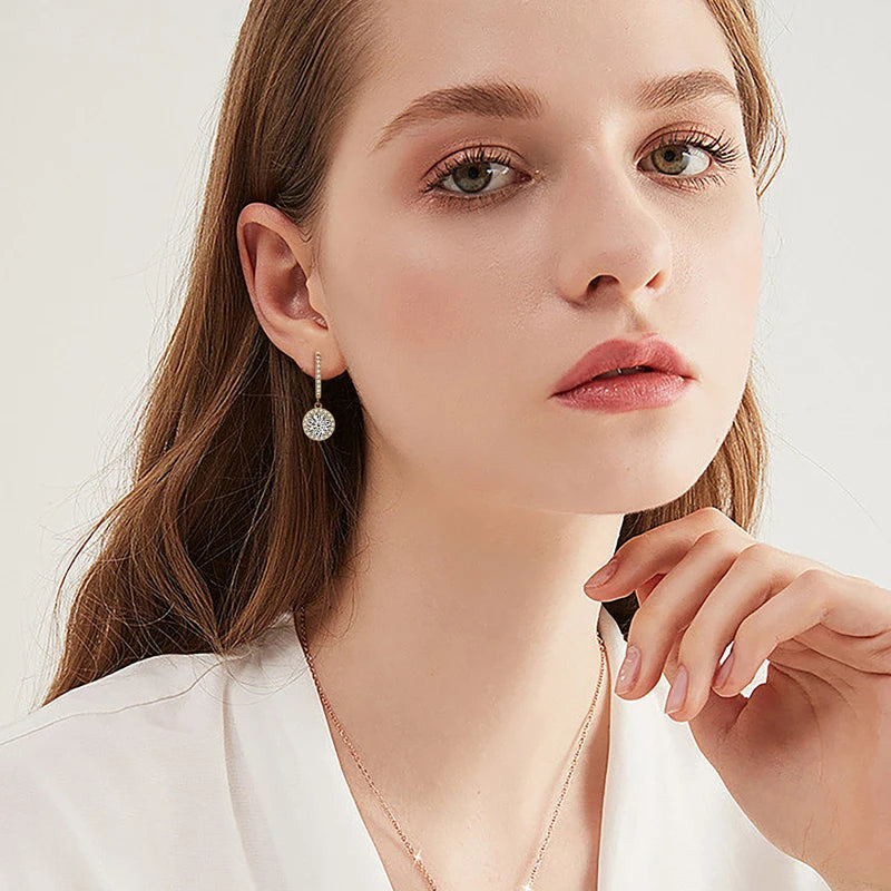 Anziw 3.0CT D Moissanite Pendant Hoop Earrings 925
