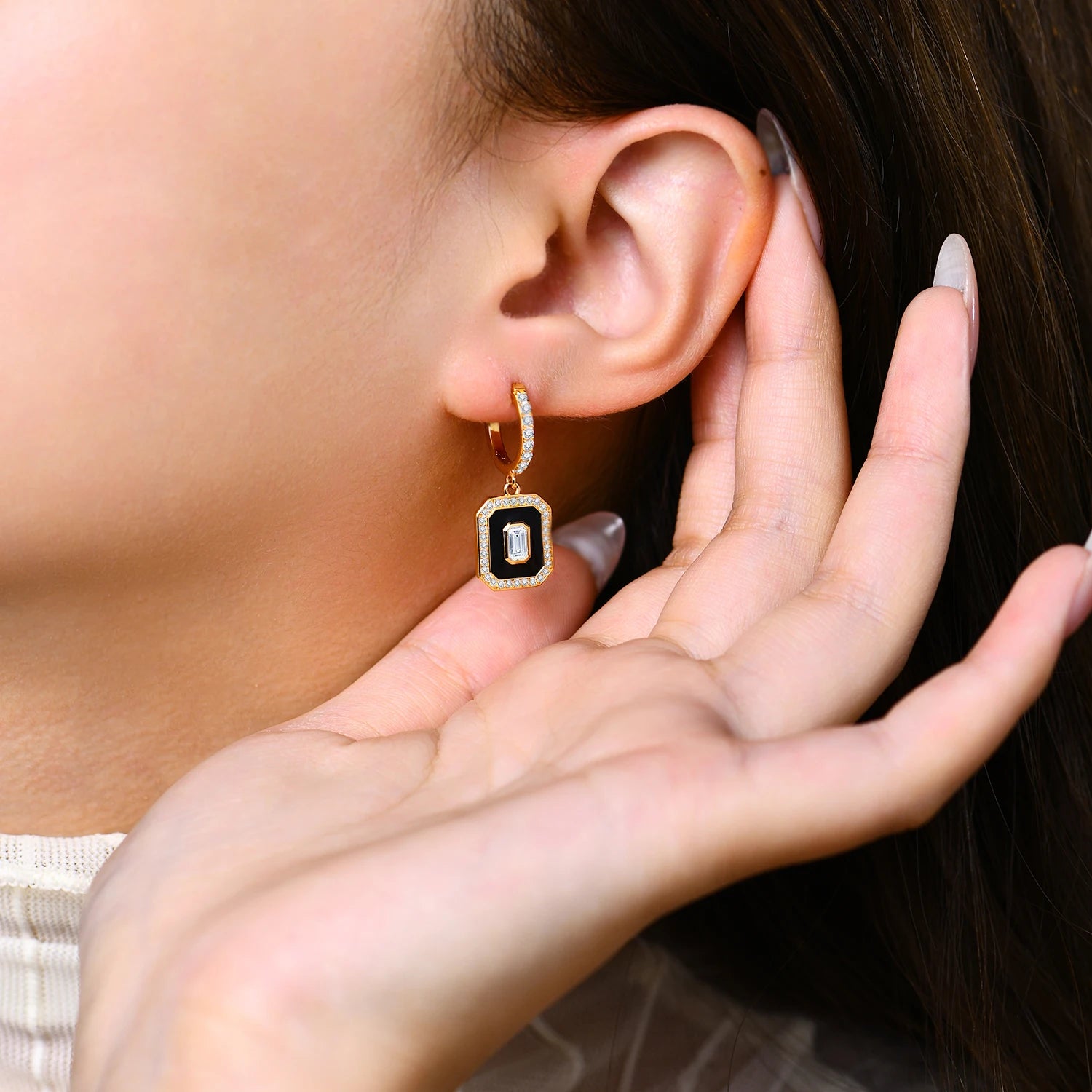 Mintybox D Color Au585 Moissanite Earrings for