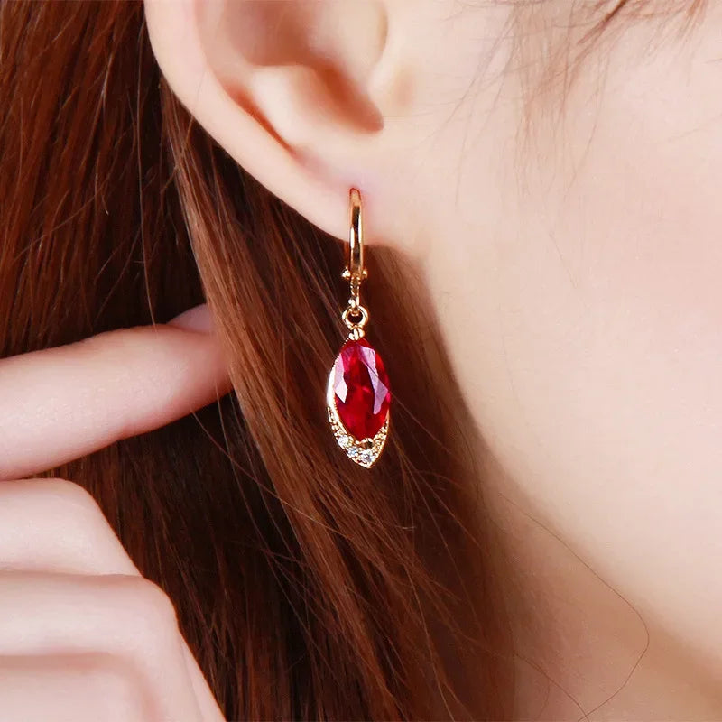 Women's Fashion Earrings Exquisite Ruby Pendant