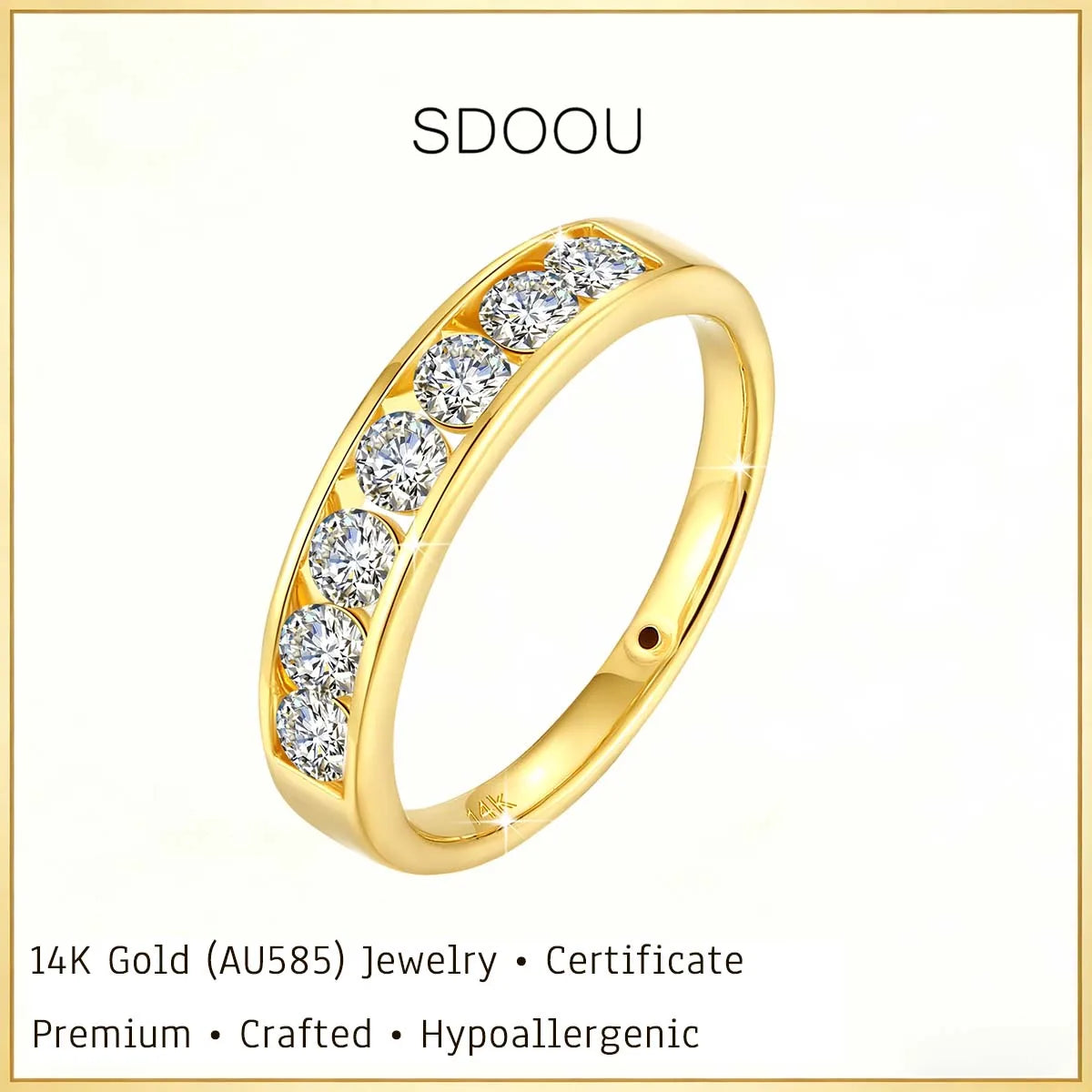 Sdoou Real 14K Gold AU585 Full Moissanite Diamond
