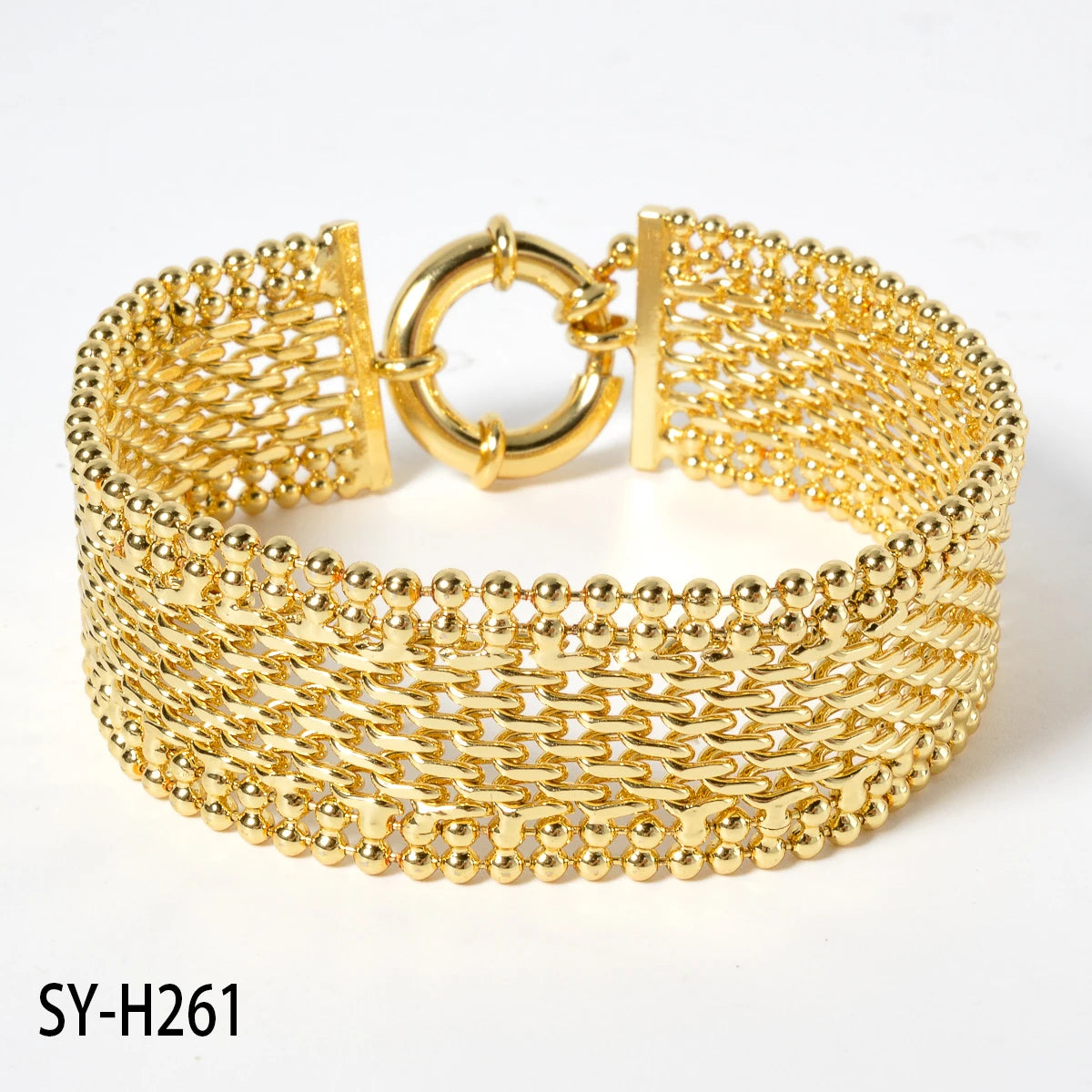 New 18MM wide copper chain bracelet unisex 18K gold - SY-H261-7in