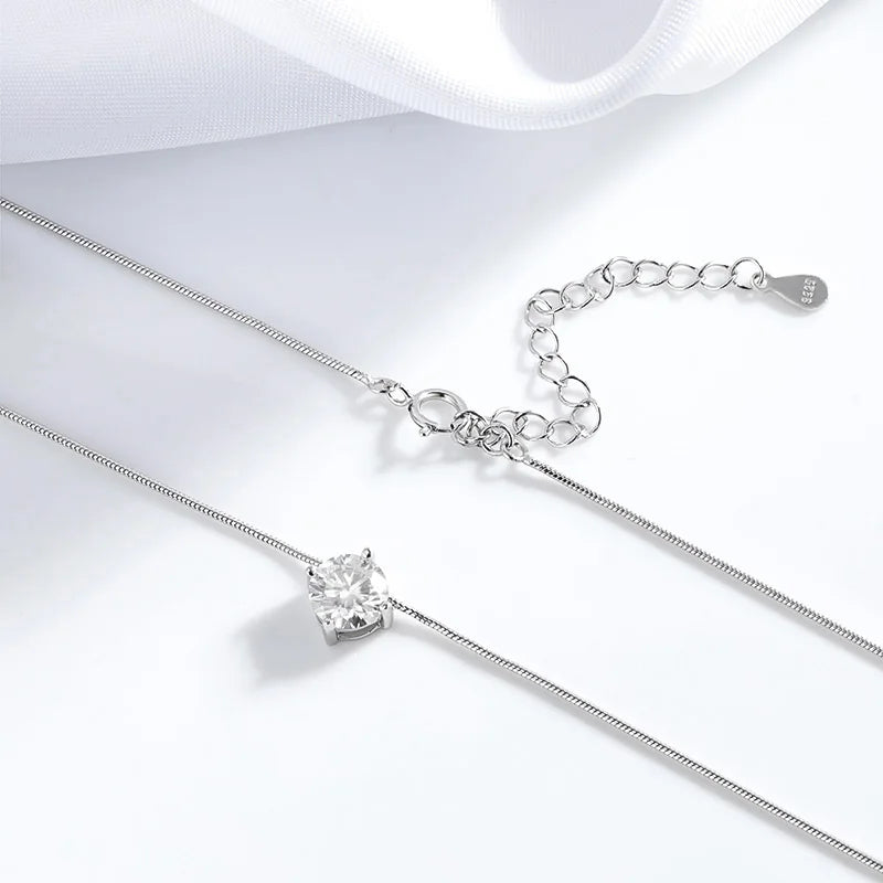 Smyoue 0.5-2CT D Color Certified Moissanite Necklace