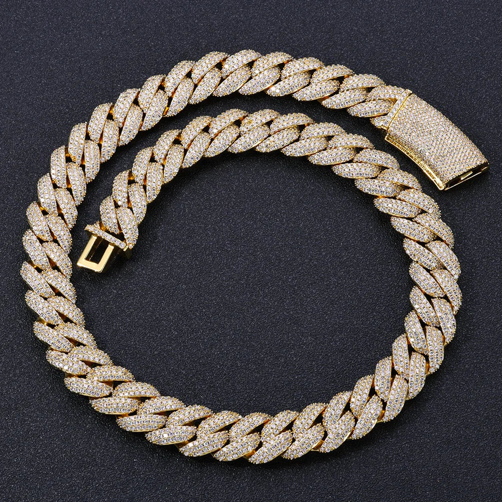 Hhiok Thick 18mm Wide Inlaid Zircon Iced Cuban
