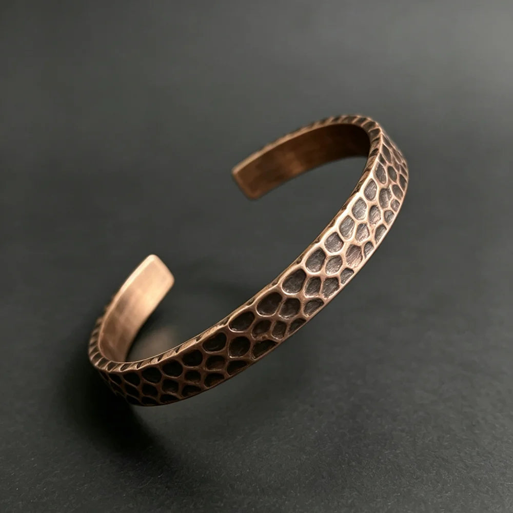 Hammered Solid Copper Metal Bracelet Rustic Vingtage