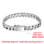 100% S925 Sterling Silver Bracelet 8MM Punk S925