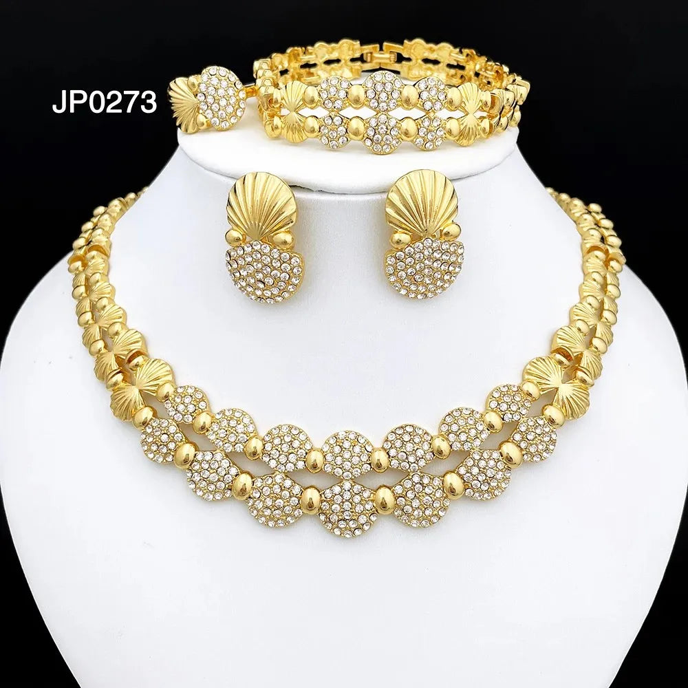 latest Italian Ladies Fine Jewelry Sets Gold Color