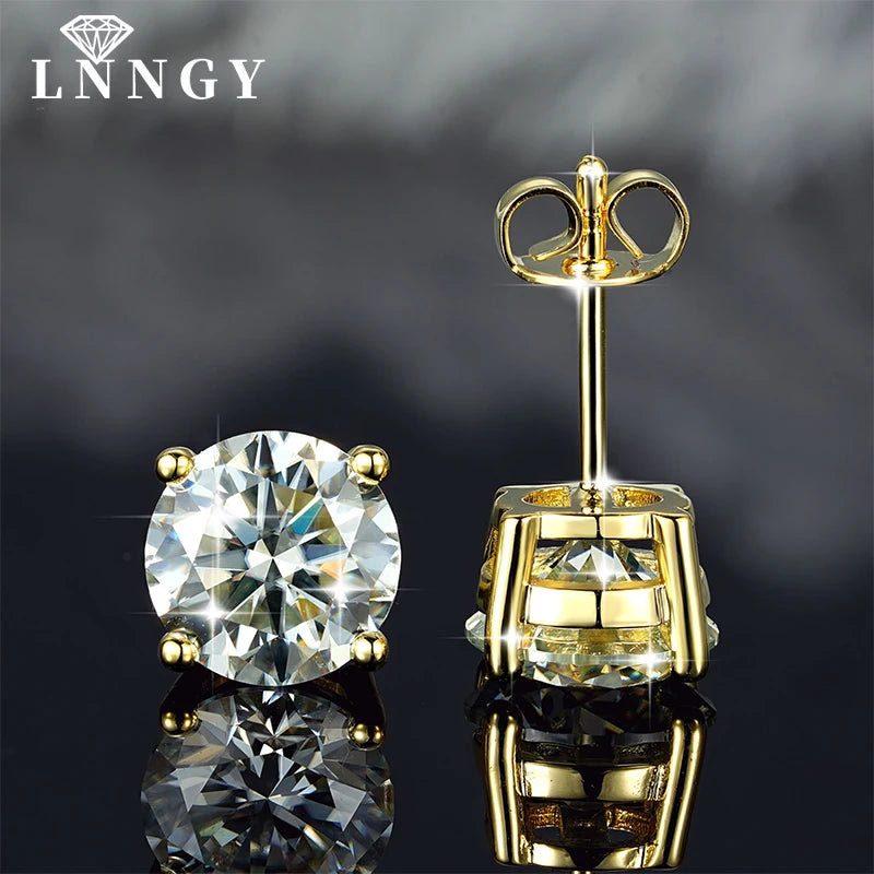 Lnngy 0.3-2CT Moissanite Stud Earrings for Women