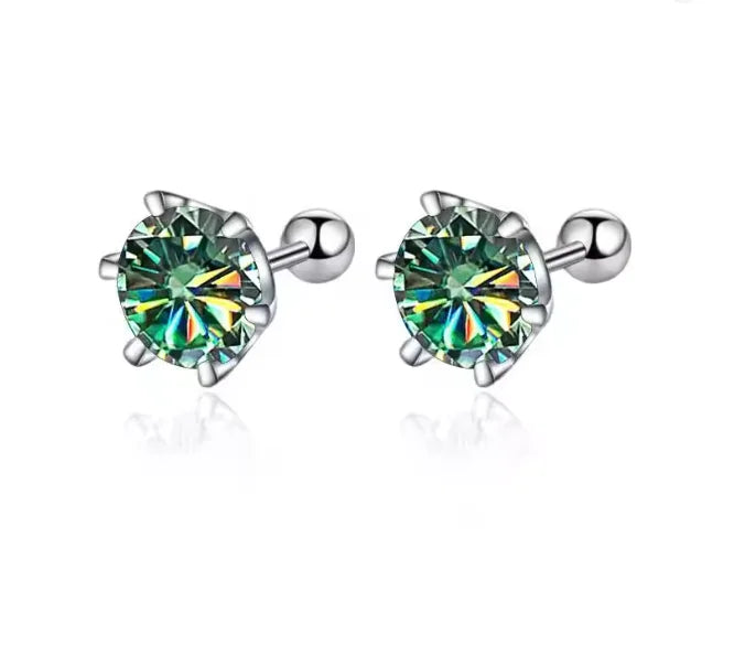 TY 0.3-2CT Moissanite Earrings 925 Sterling Silver - bluegreen / 2ct 8mm / China Mainland, bluegreen / 0.5ct 5mm / China Mainland, bluegreen / 0.3ct 4mm / China Mainland, bluegreen / 1ct 6.5mm / China Mainland, bluegreen / 0.8ct 6mm / China Mainland, bluegreen / 0.2ct 3.5mm / China Mainland