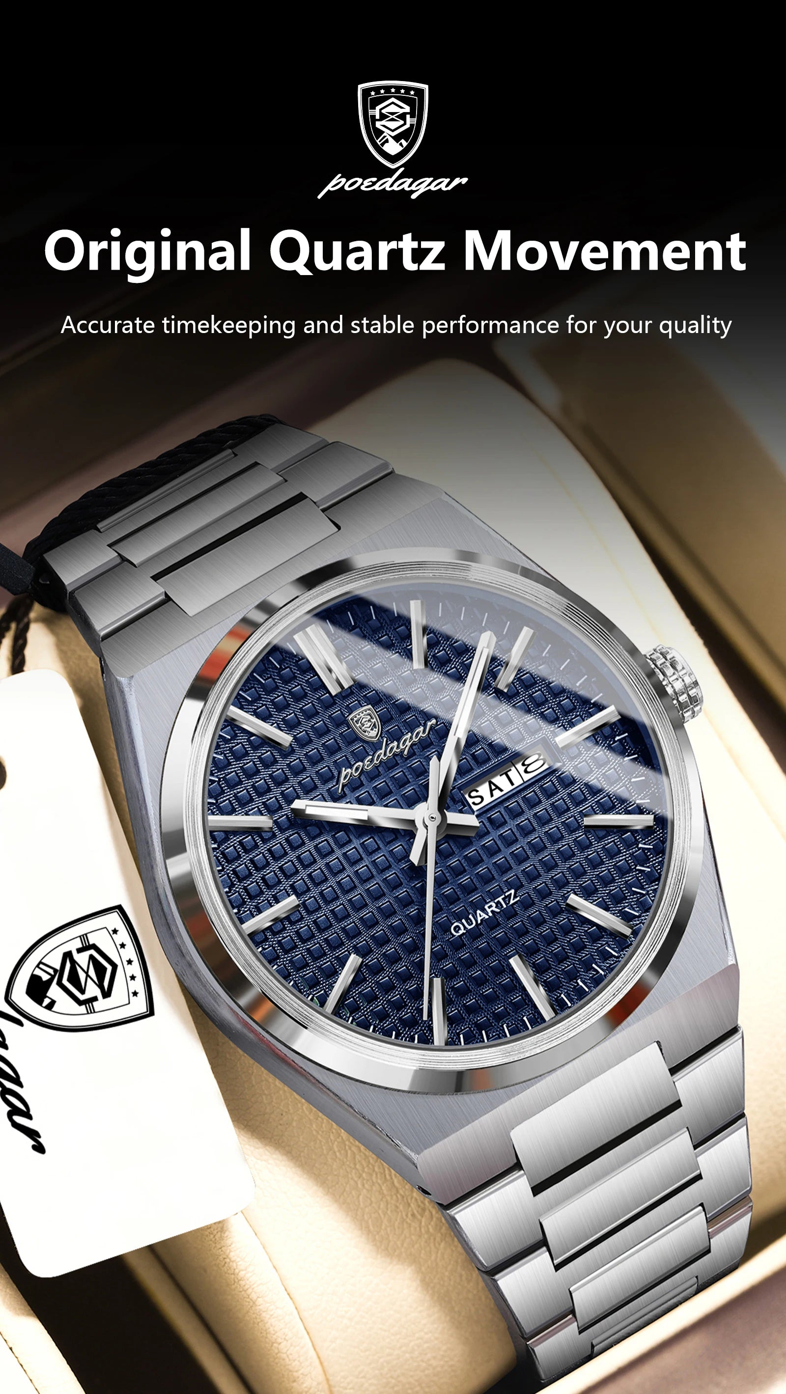 Poedagar Original Luxury Men Clock Waterproof