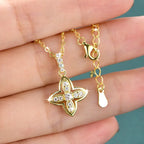 Lnngy Luxury Shiny Four-Leaf Flower Pendant Necklace