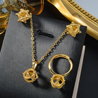3PCS Jewelry Sets Fashion Pendant Gold Color Necklace