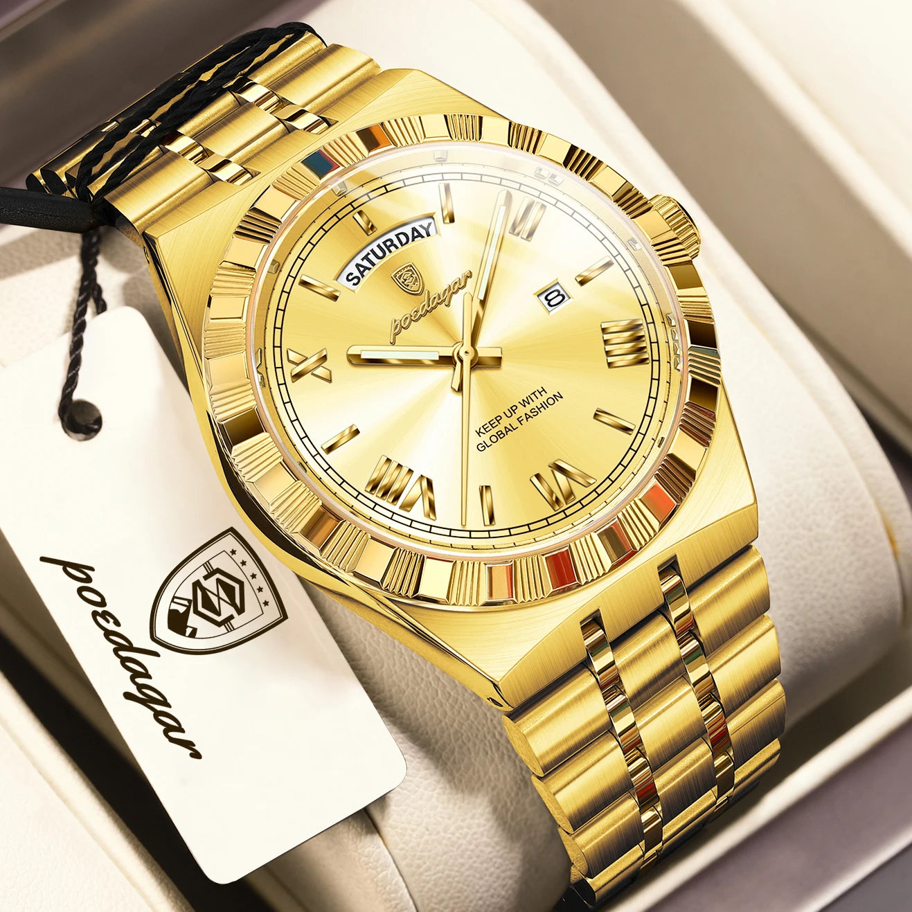 POEDAGAR Fashion Business Men's Watch Luminous - 675 Gold Gold / China Mainland