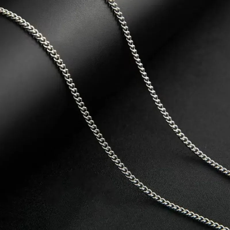 3mm Men's Cuban Chain Necklace Simple Stainless Steel