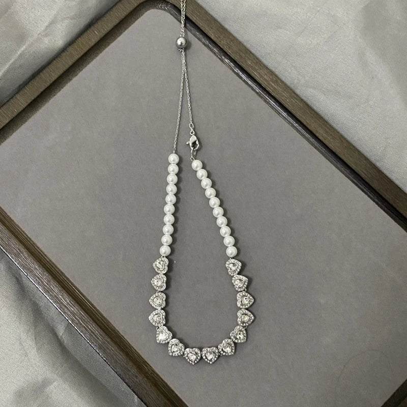 Love pearl necklace, women's light luxury versatil