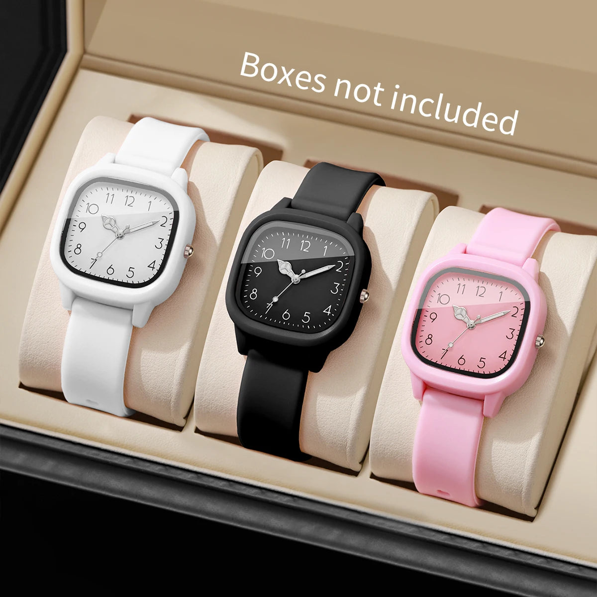 1/3/10PCS Fashion Silicone Band Women Quartz Watches - 3PCS Set No Box