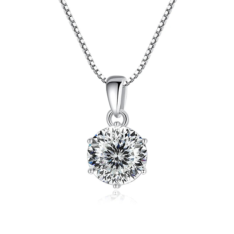 Butterflykiss 1 CT Real Moissanite Pendant Necklace - 100 Faceted Cut / 45cm