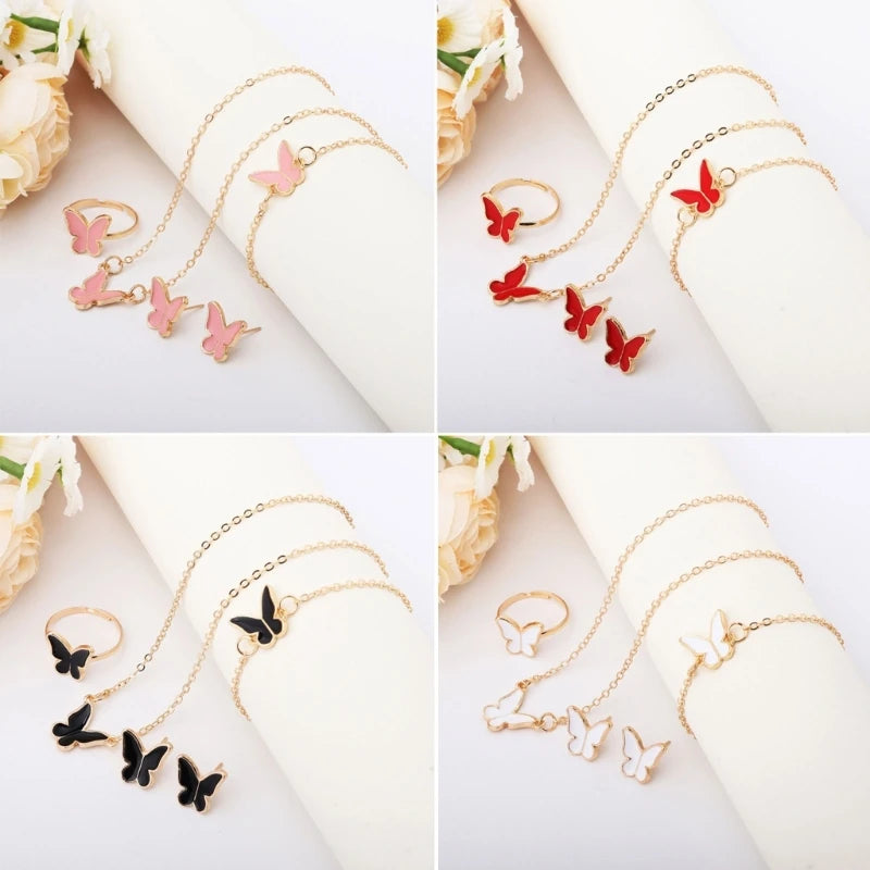 Elegant Butterfly Jewelry Set Women Watch Crystal.