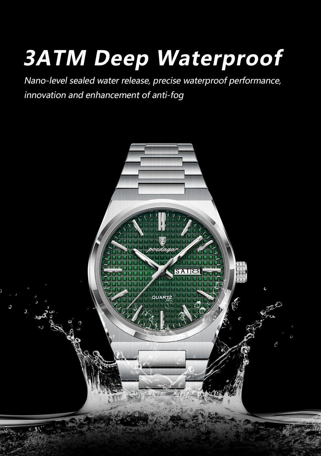 Poedagar Top Original Quartz Men Clock Waterproof