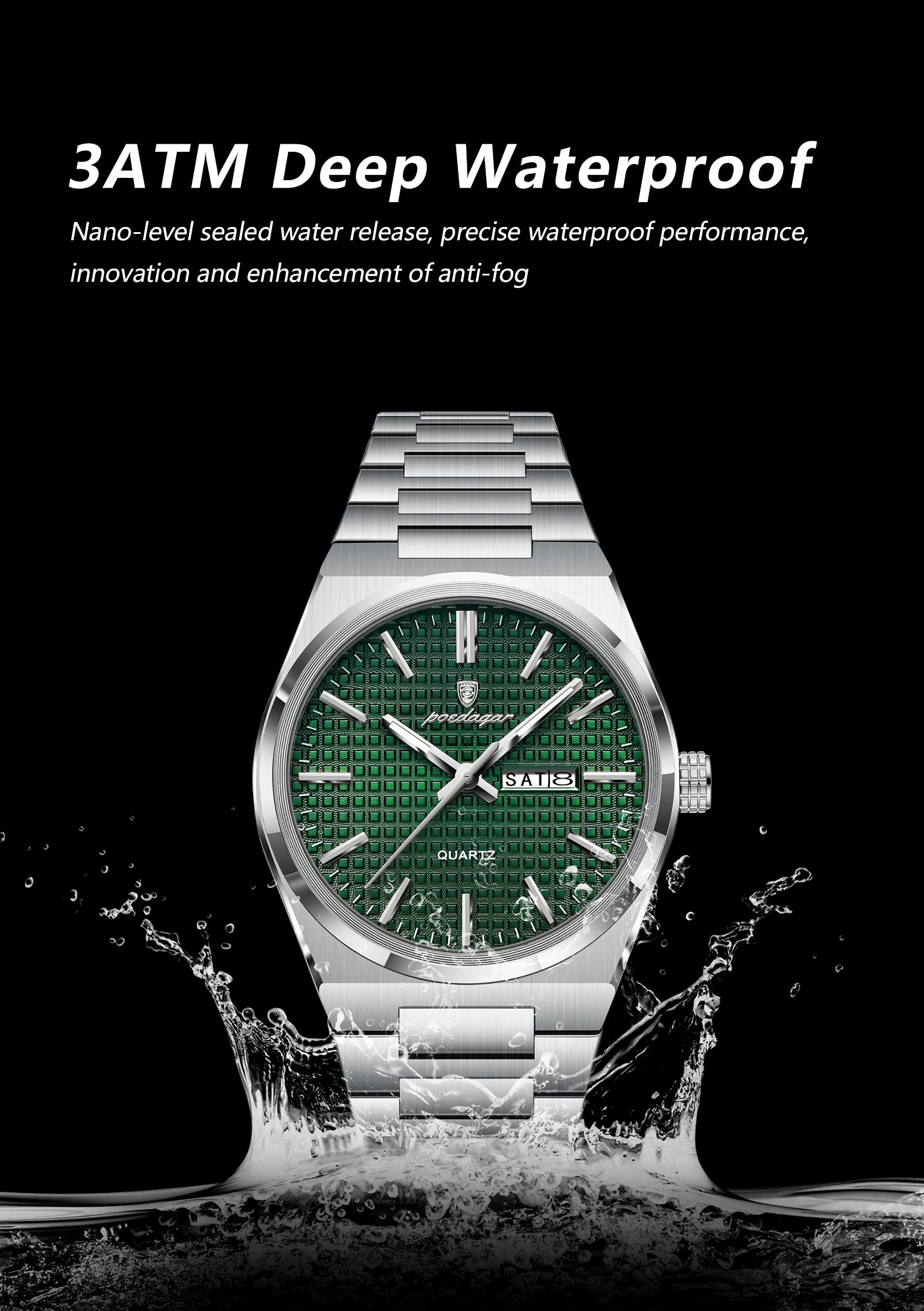 Poedagar Top Original Quartz Men Clock Waterproof
