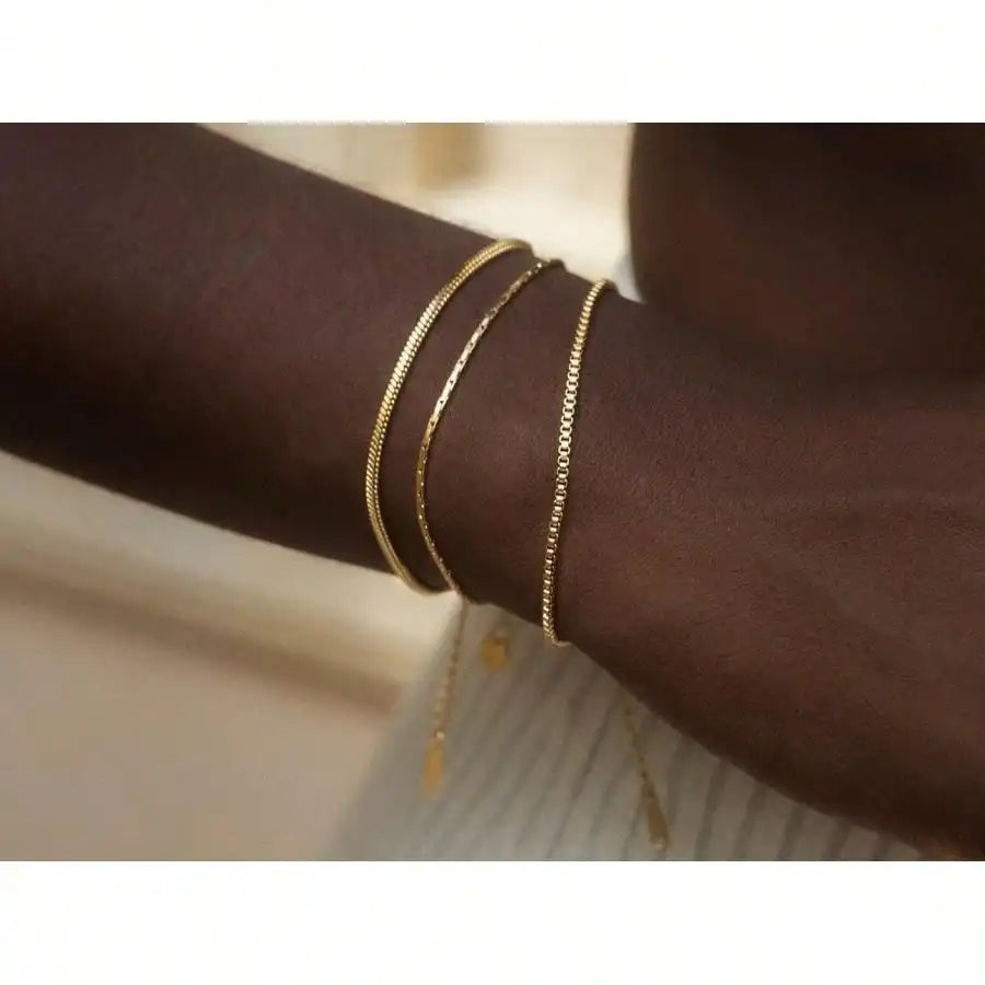 Dainty Gold/Silver Chain Bracelet Stack 14K Gold