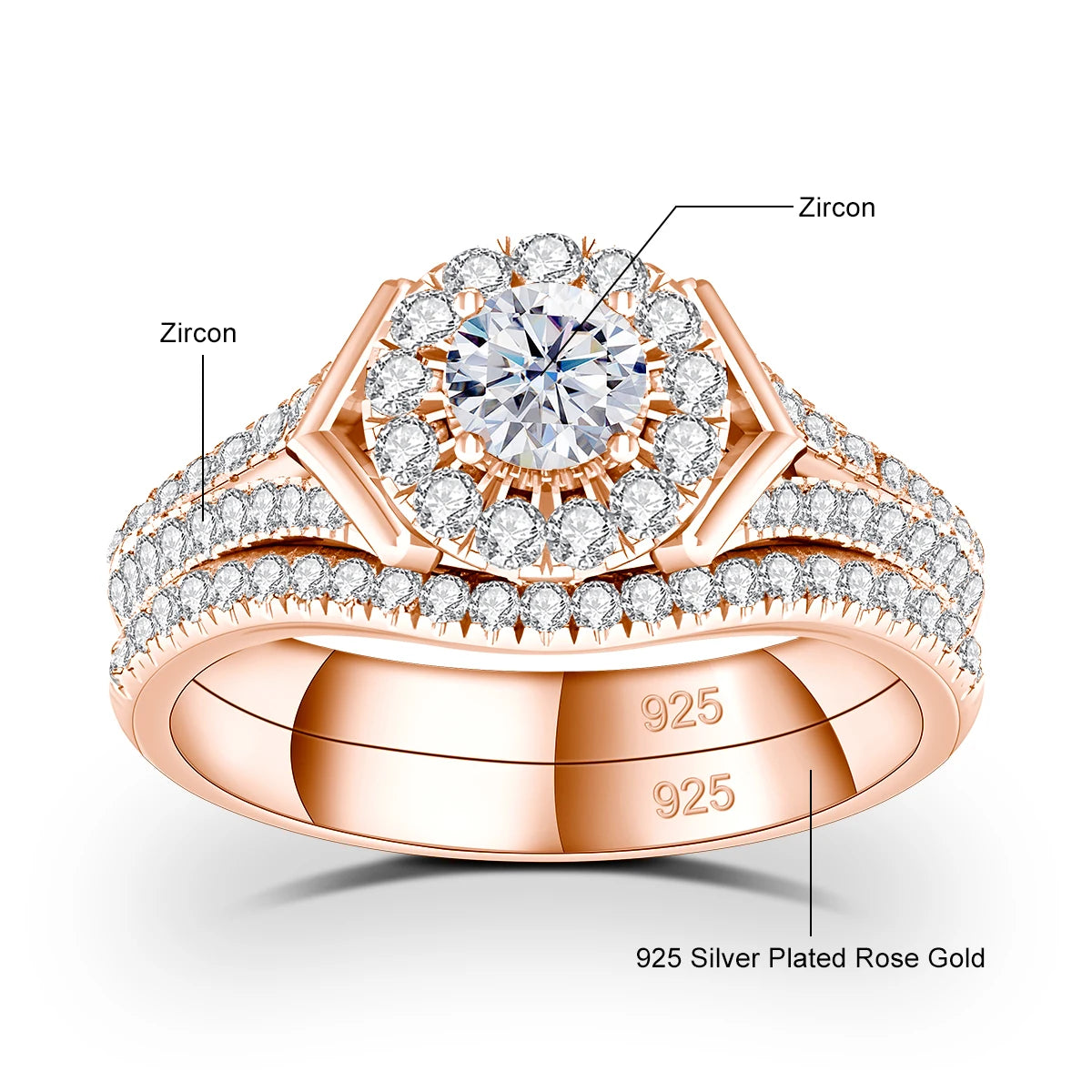2pcs Moissanite Rings Set For Engagement With