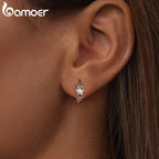 BAMOER 925 Sterling Silver Stars Hoop Earrings