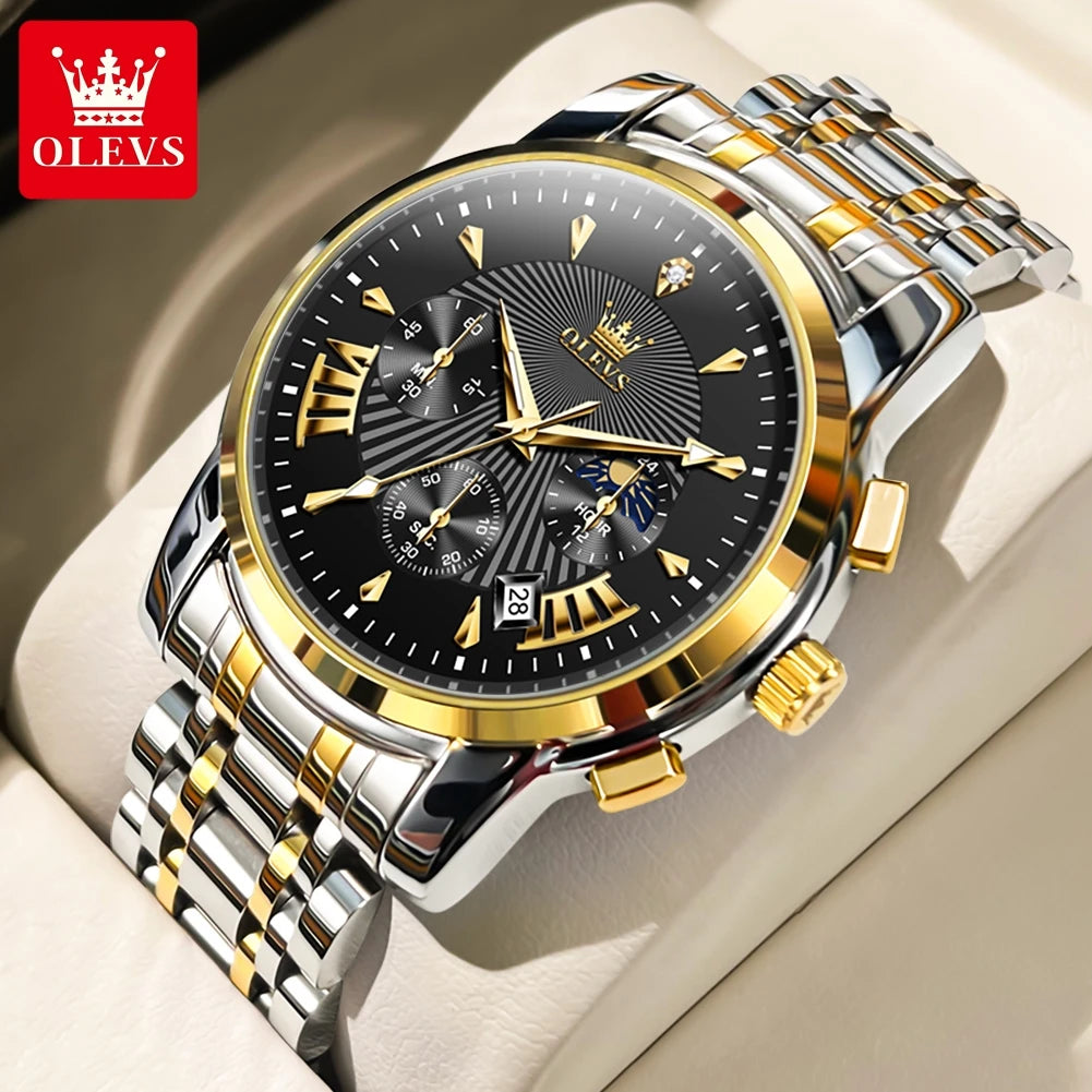 OLEVS Brand Fashion Red Watch For Men Luxury Sport - Silver Gold Black