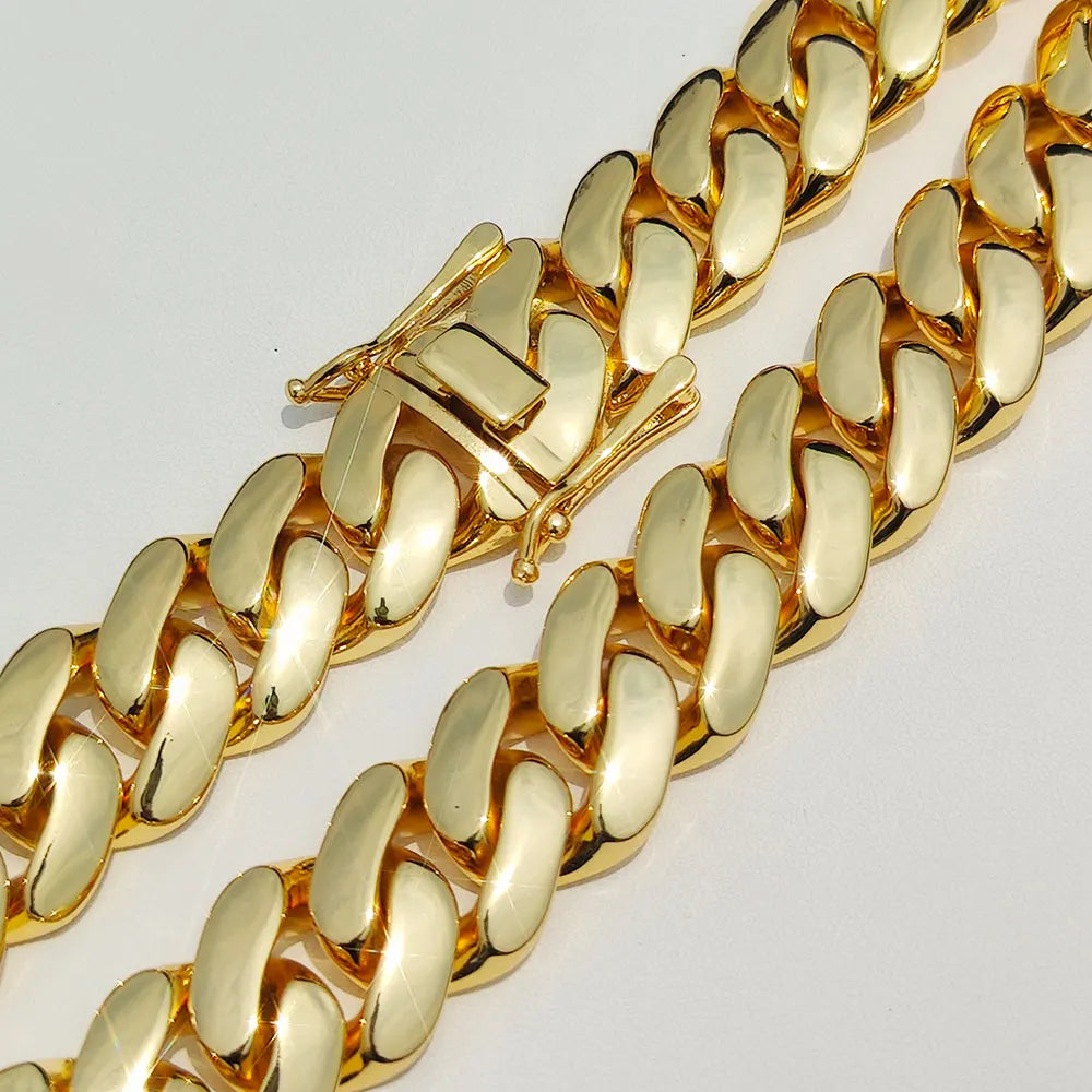 Fashion 22MM Width Miami Brass Cuban Link Chain