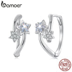 BAMOER 925 Sterling Silver Stars Hoop Earrings