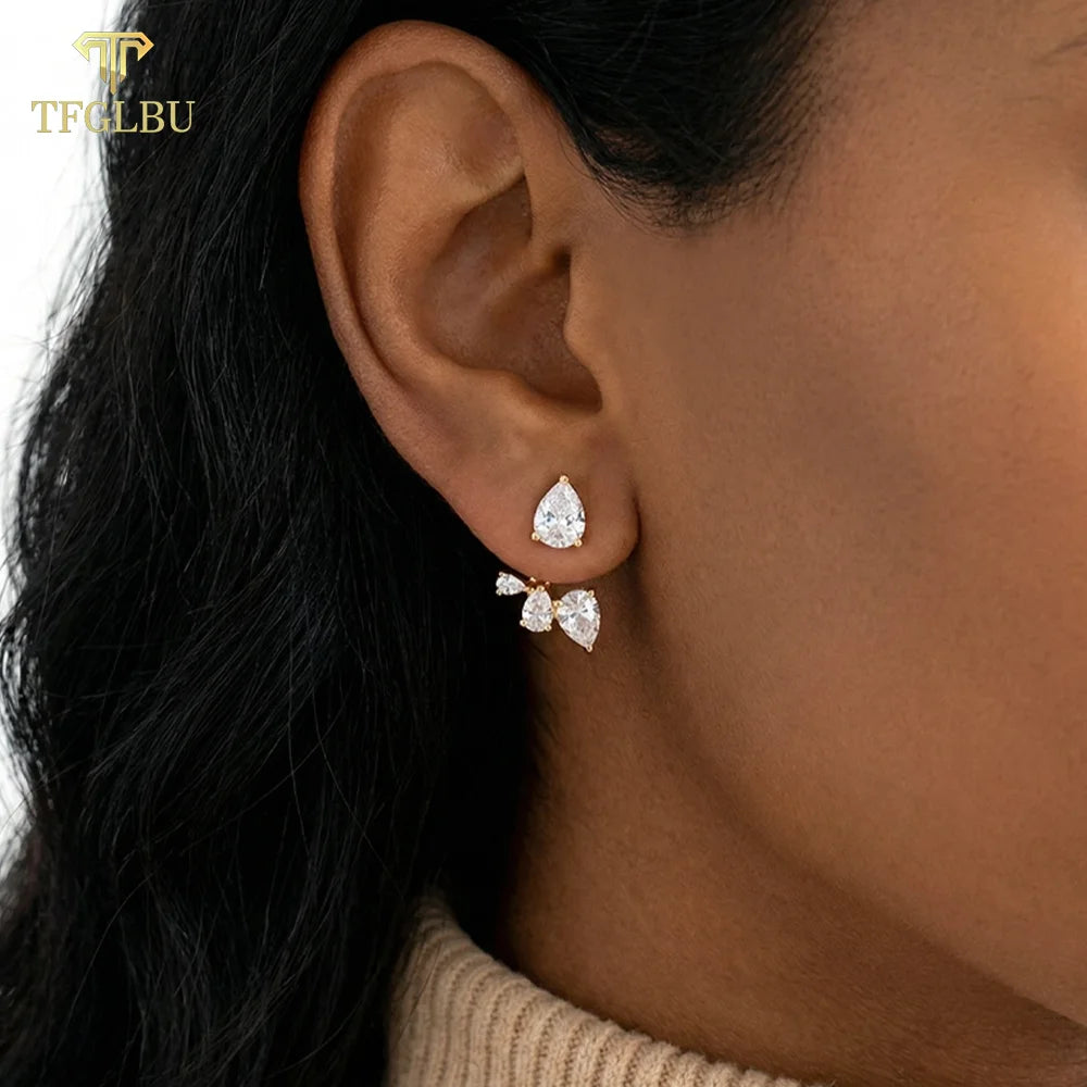 Tfglbu Water Drop D Moissanite Earrings for Women