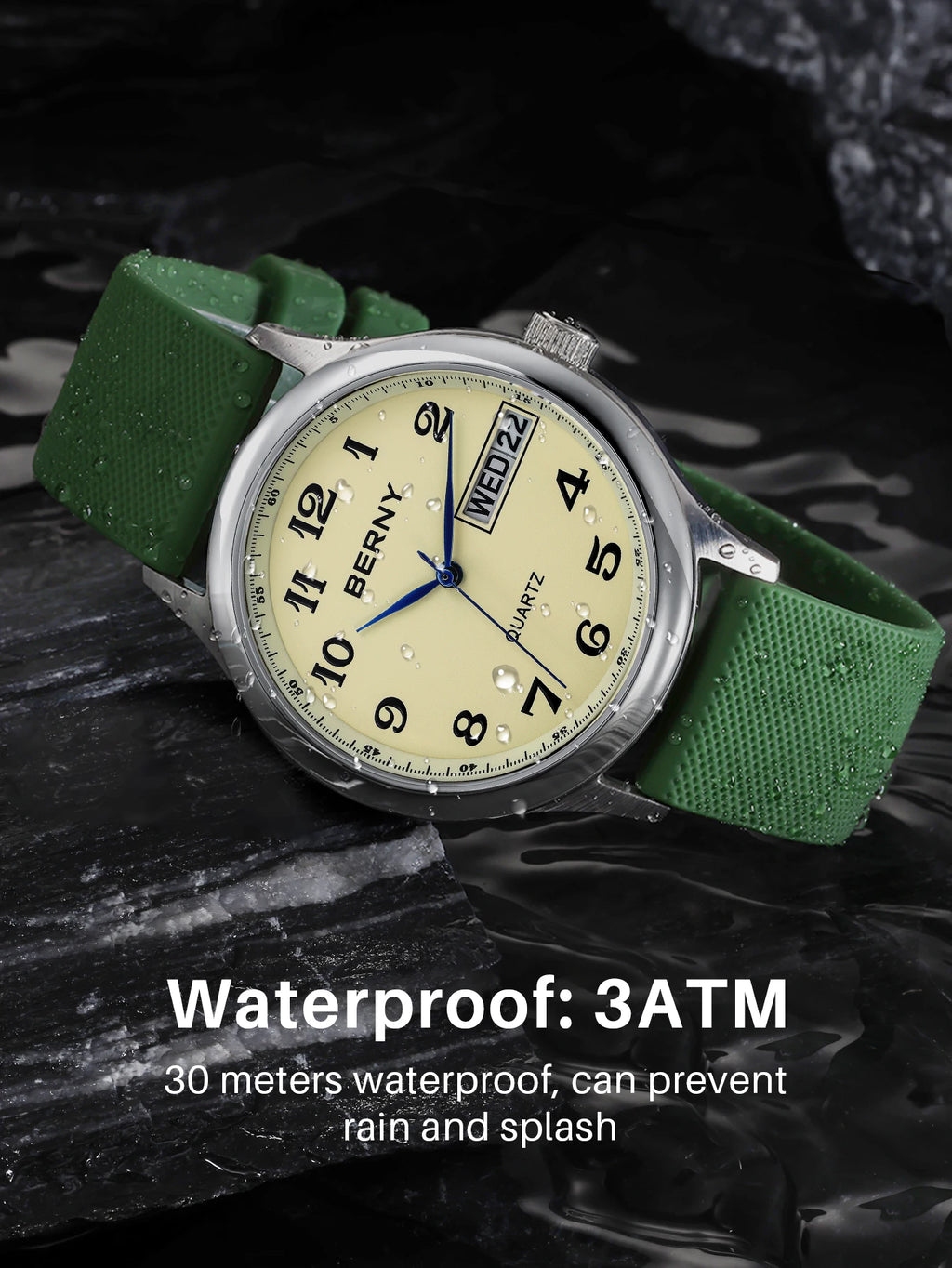 Berny Men's Watches Calendar Weeks Quartz Men.