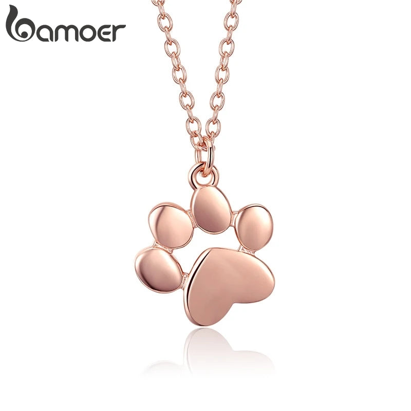 Bamoer HOT Sale Gold Silver Cat Paw Necklace Dog.