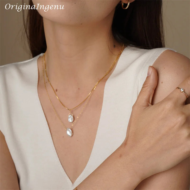 Natural Baroque Pearl Necklace Handmade Jewelry