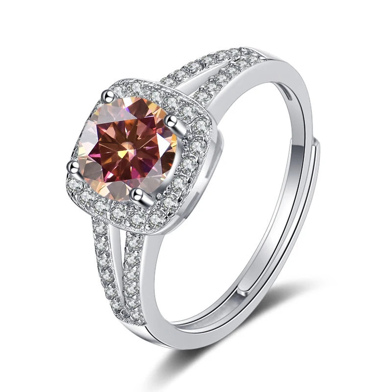 JoyceJelly 13-farbiger echter Moissanitring 1 Karat 6,5 MM