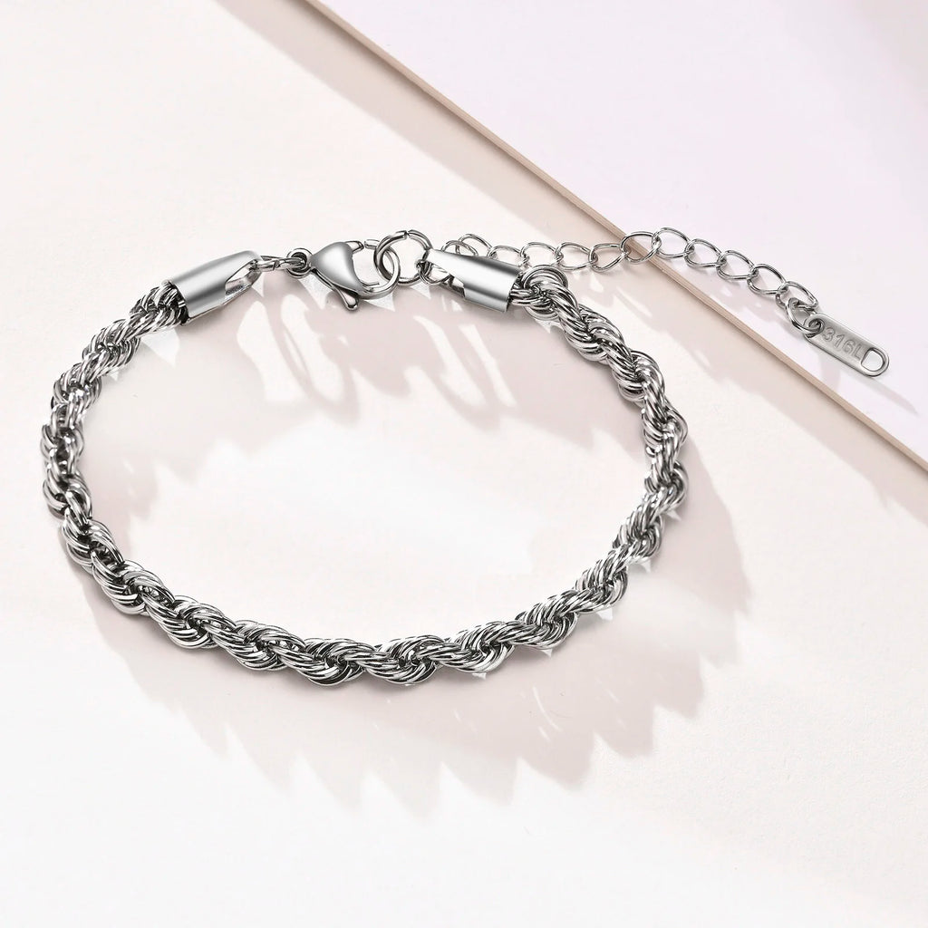2-5MM Stainless Steel Rope Bracelets for Boys,Adju