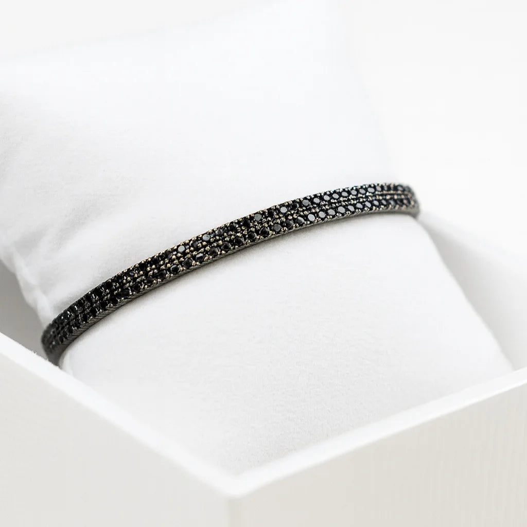 EUREKA  Hip Hop Tennis Bracelet Zirconia Copper - double Black Rhodium / 21cm / black, double Black Rhodium / 17cm / black, double Black Rhodium / 19cm / black