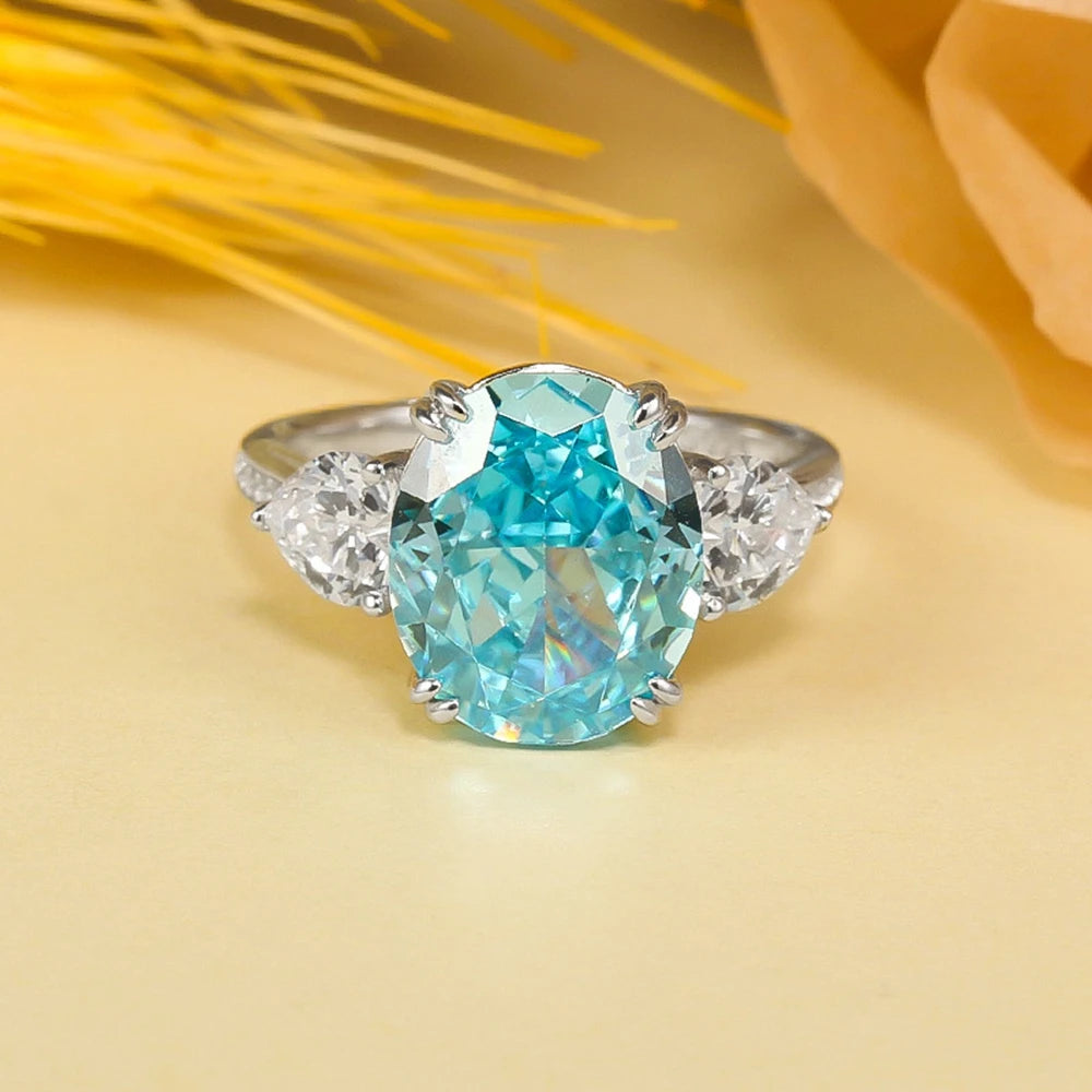 Vinregem 10*12MM Oval Cut Aquamarine High Carbon