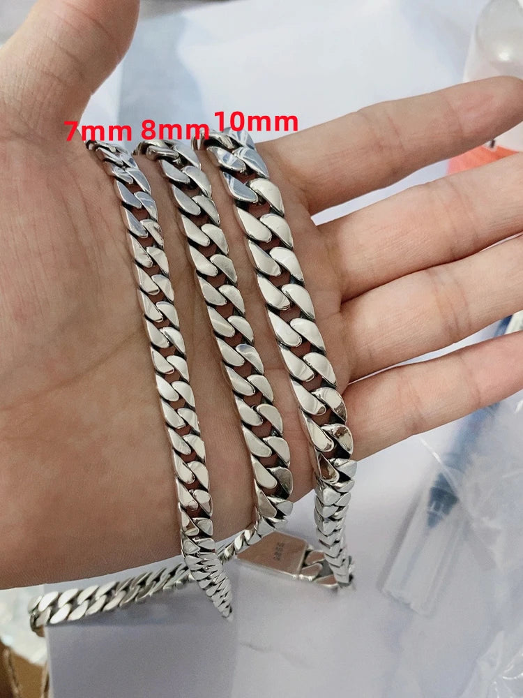 100% S925 Sterling Silver Bracelet 8MM Punk S925