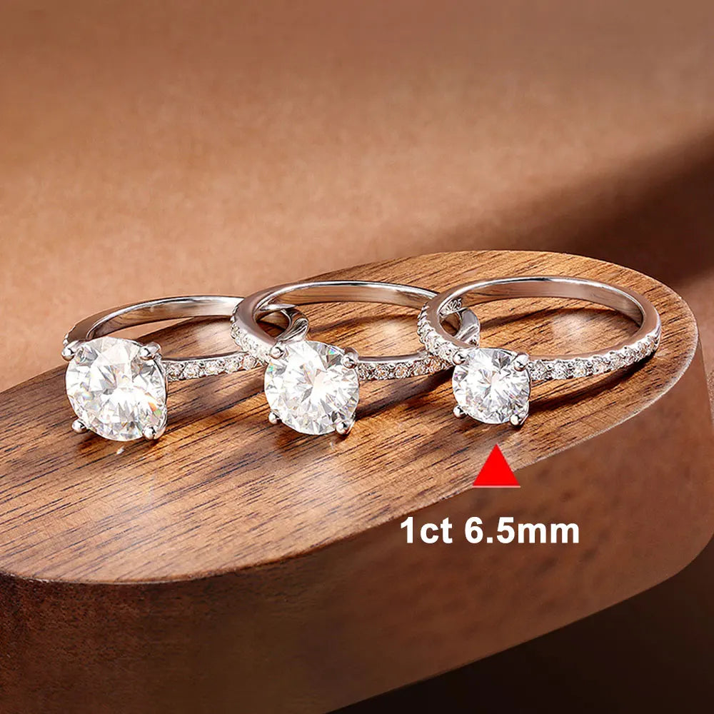 KNOBSPIN D VVS1 1-3ct Round Moissanite Ring 18K White - white gold color / 1ct 6.5mm / 4, white gold color / 1ct 6.5mm / 4.5, white gold color / 1ct 6.5mm / 5, white gold color / 1ct 6.5mm / 5.5, white gold color / 1ct 6.5mm / 6, white gold color / 1ct 6.5mm / 6.5, white gold color / 1ct 6.5mm / 7, white gold color / 1ct 6.5mm / 7.5, white gold color / 1ct 6.5mm / 8, white gold color / 1ct 6.5mm / 8.5, white gold color / 1ct 6.5mm / 9