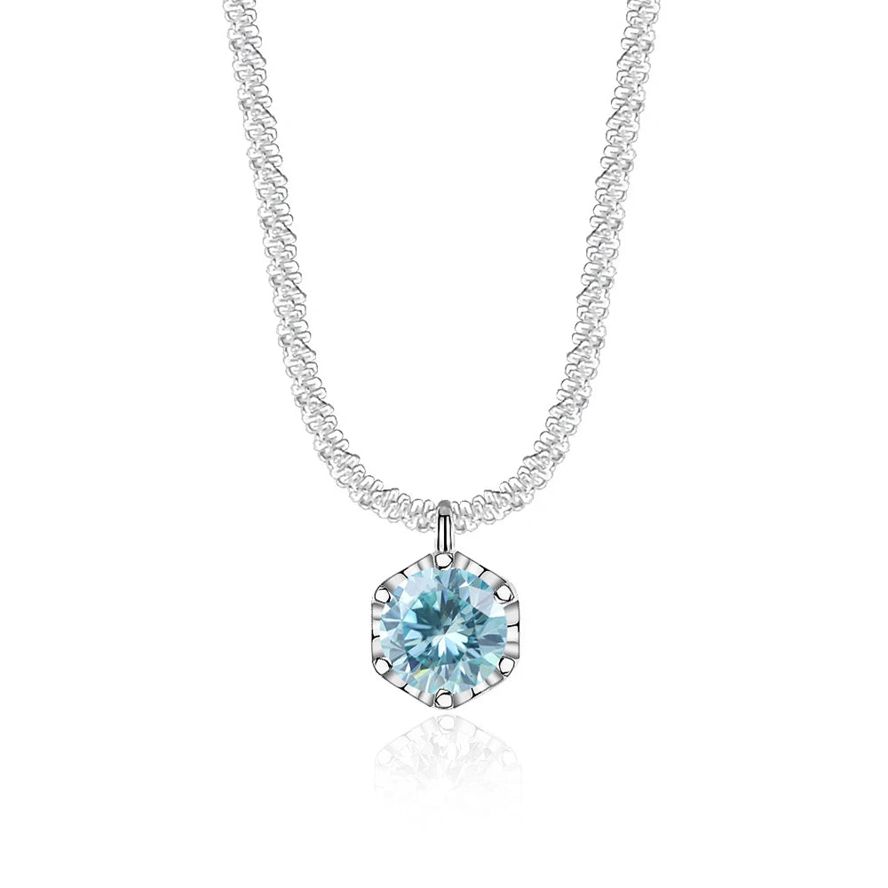 Luxury 1CT GRA Sparkling Moissanite Diamond White - Light Blue / 40 plus 5cm / 1ct silver|China Mainland