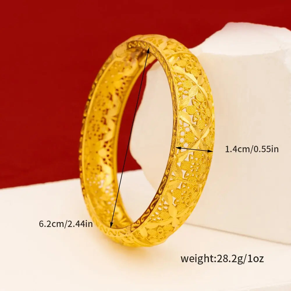 Luxury 24K 9999 Pure Gold real gold Women's Open-c