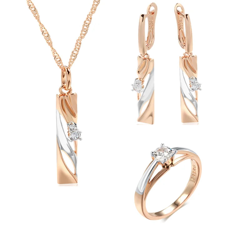 Wbmqda 3Pcs 585 Rose Gold Silver Color Mix Geometr.
