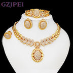 Women Necklaces Earrings Ring Bracelet 4Pcs Jewelry