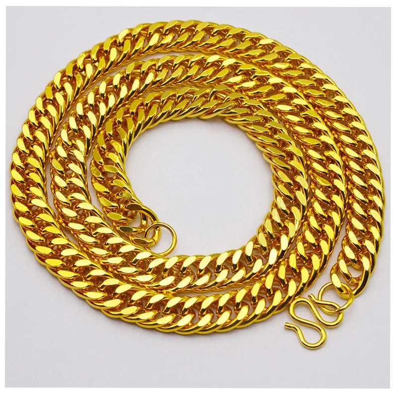 24K Solid Gold AU999 Men's Necklace 60cm, Heavy