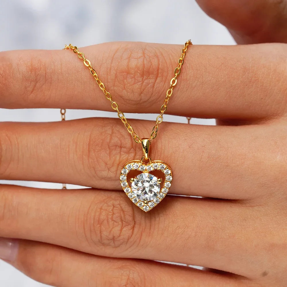 Luxury 100% Real 18k Gold  Women's Heart-shaped