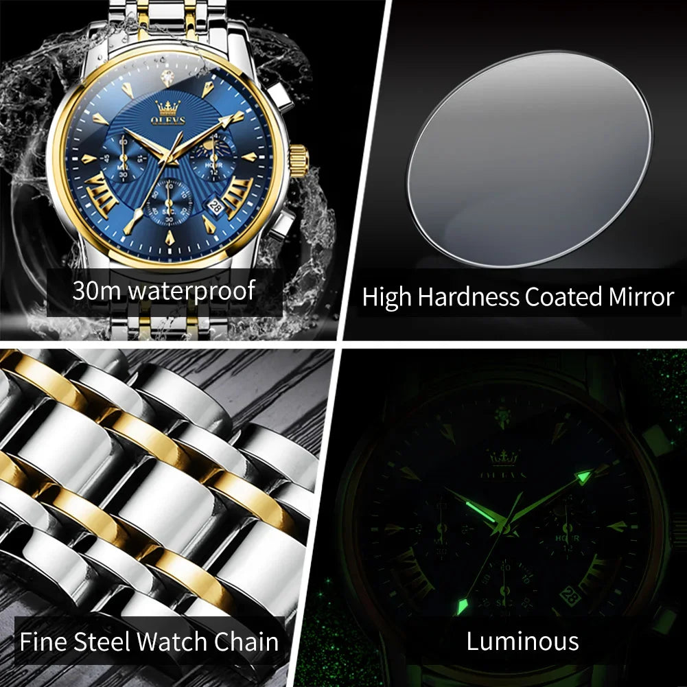 Olevs Men's Quartz Watches Top Brand Stainless.