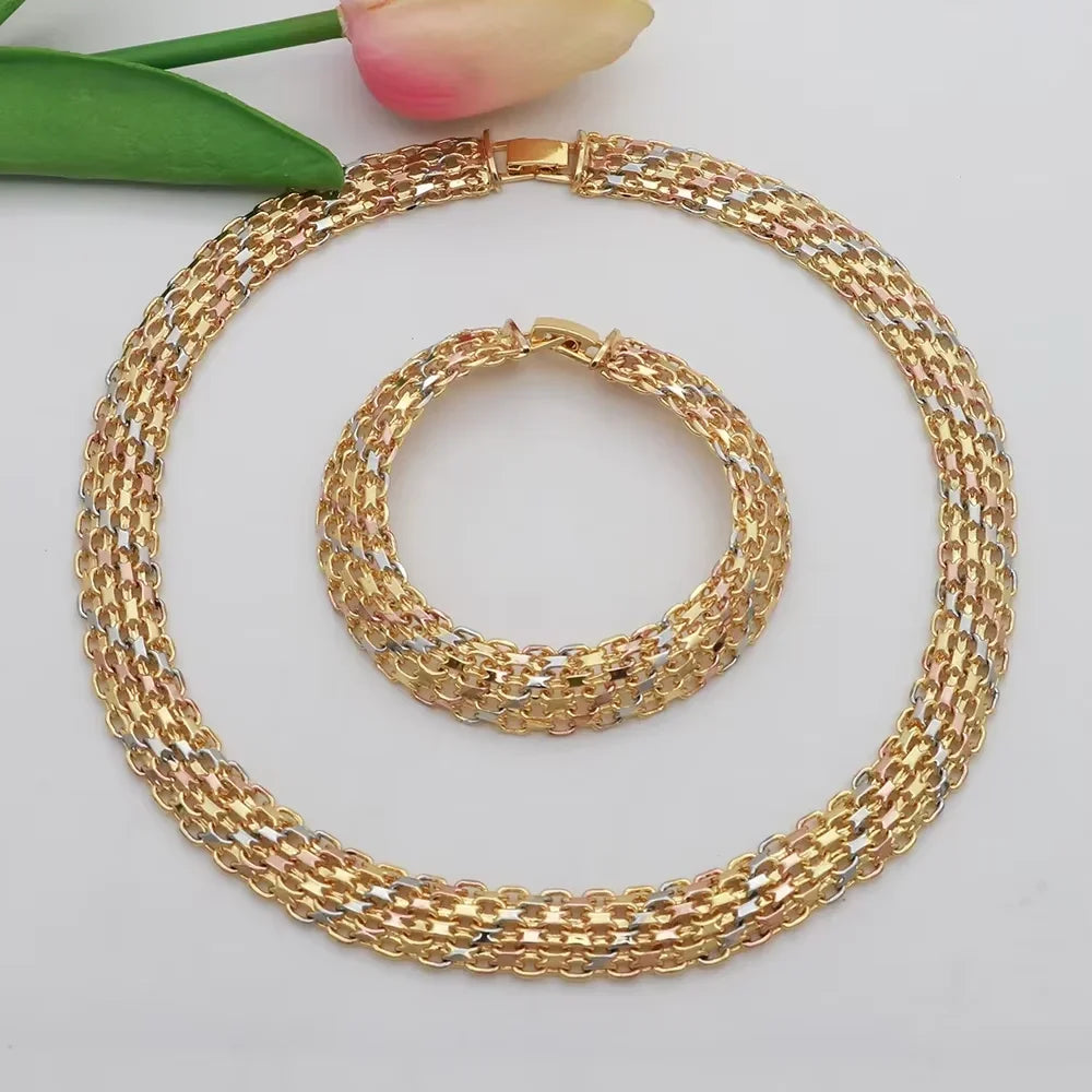 Dubai Luxury Handmade Women Jewelry Set 18k Gold-P