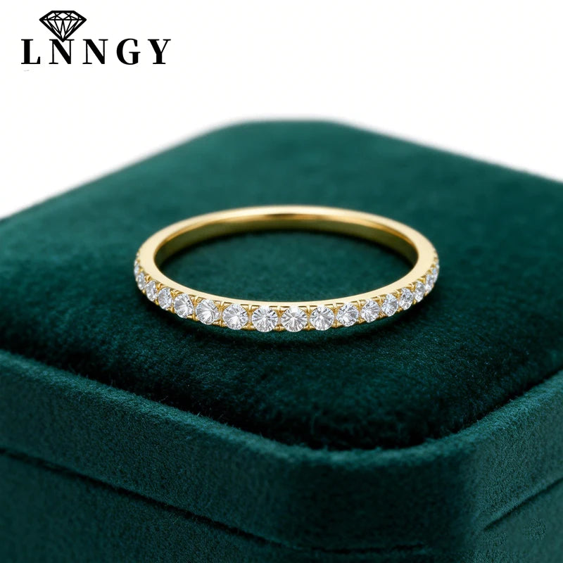 Lnngy Certified 2MM Moissanite Half Eternity Ring