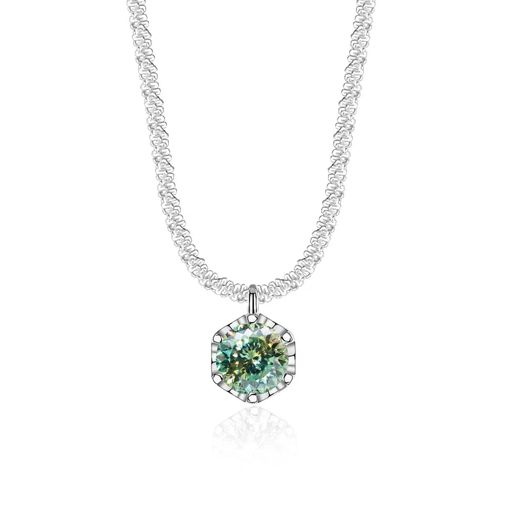 Luxury 1CT GRA Sparkling Moissanite Diamond White - 100 Cut Blue Green / 40 plus 5cm / 1ct silver|China Mainland