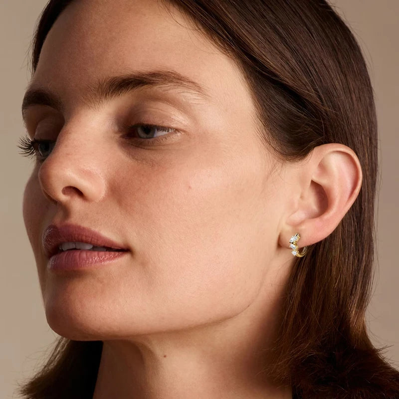 Lnkry 14K Gold Filled Three Stone Huggie Earring